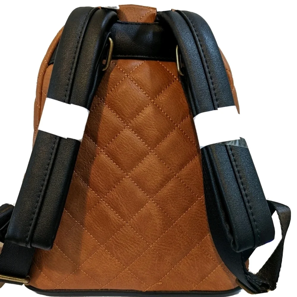 Loungefly Quilted Brown Backpack with Hogwarts Crest